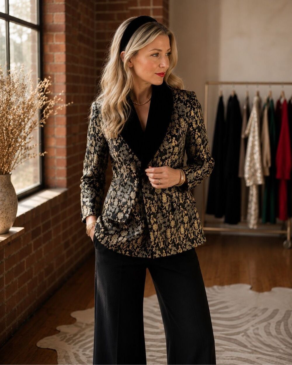 NWOT BURU The Smoking Blazer - Dragon Brocade  Satin Shawl Collar Jacket, Lrg $3